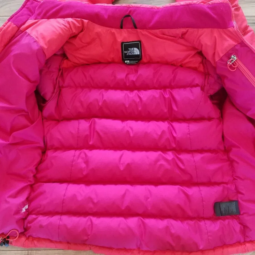 North Face Womens Small Red 700 Goose Down Nuptse Puffer Jacket Winter Ski Coat - Picture 3 of 10